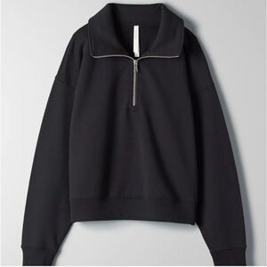 The Group By Babaton Black Half-Zip Cropped Sweatshirt